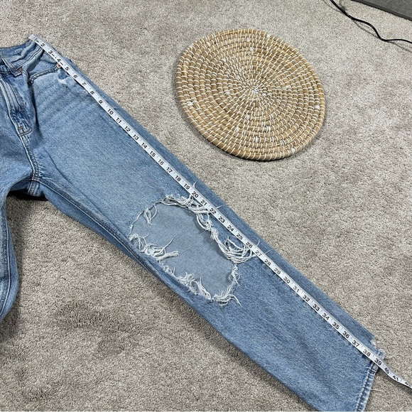 American Eagle Strigid Ripped Highest Waist Rise Baggy Straight Jeans 0 Short - Picture 14 of 15